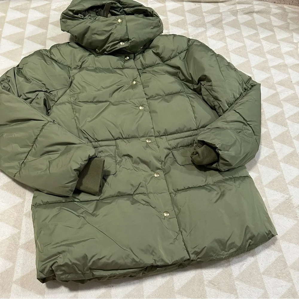 J crew chateau puffer coat general surplus green